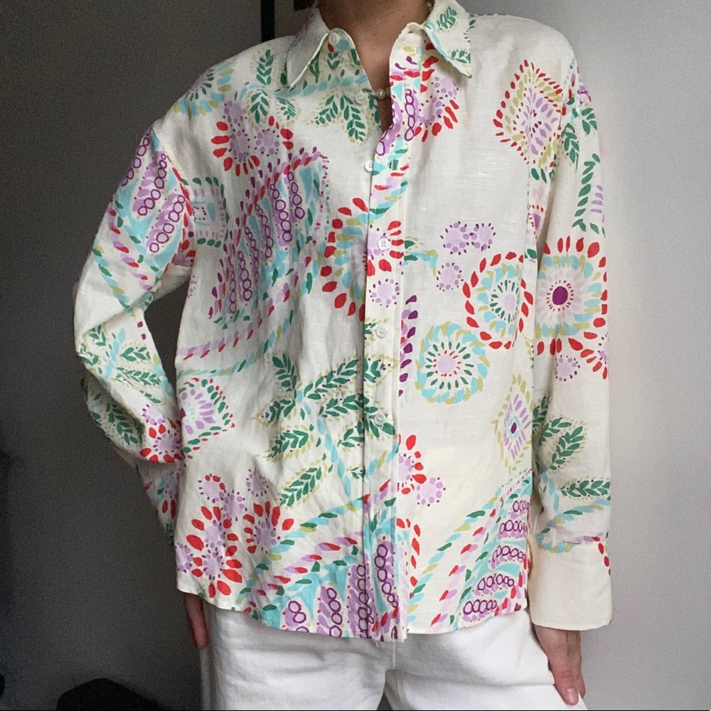 Zara printed linen shirt new with tag